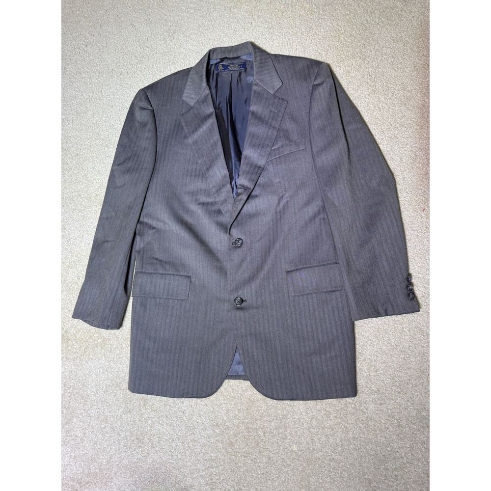 Vintage‎ Brooks Brothers Brooksease Wool Blazer Gray Stripe Made USA 40
